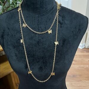 Vintage Sarah Coventry two in one “Flutterbuys” gold tone butterfly necklace